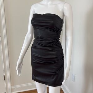Faux Leather Droppd Dress